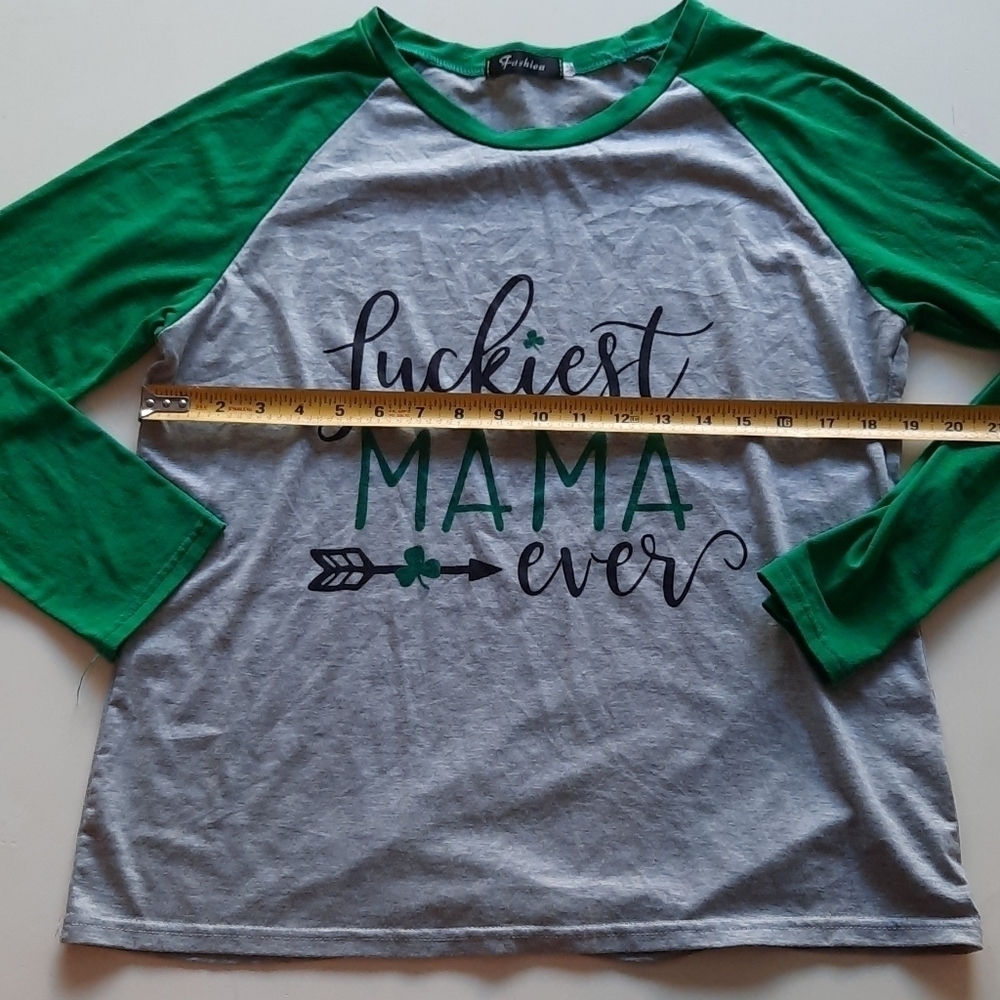 St Patricks Day Luckiest Mama Ever raglan shirt - Picture 6 of 6